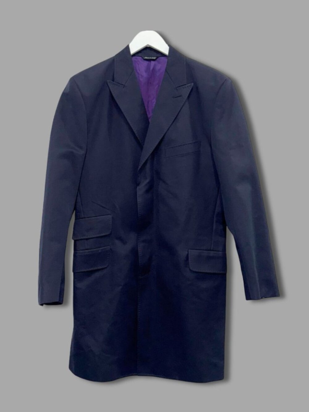 PAUL SMITH Navy Blue Cotton Classic Topcoat Sz 40